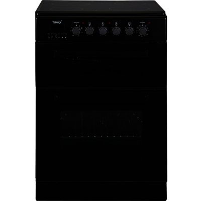 Teknix TK60DCB 60cm Twin Cavity Ceramic Electric Cooker in Black